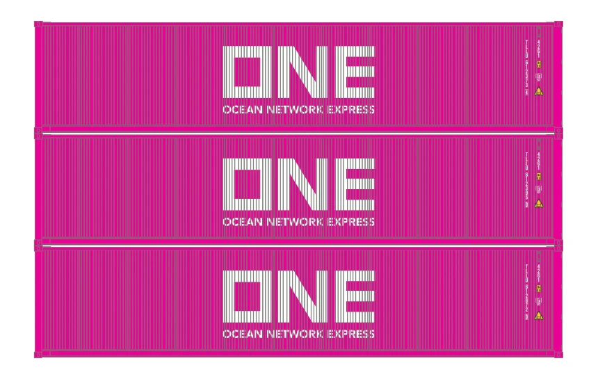 Athearn 16387 HO Scale 40' Low Cube Container Ocean Network Express ONE TLLU 3 Pack #1 1 Athearn 16387 HO Scale 40' Low Cube Container Ocean Network Express ONE TLLU 3 Pack #1