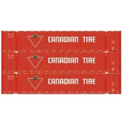 Athearn 26576 HO Scale 53' Jindo Intermodal Container Canadian Tire CDAU 3-Pack #2