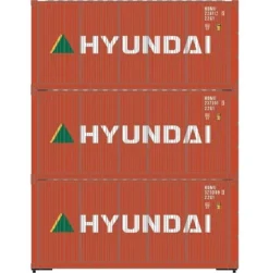 Athearn 27783 HO Scale 20' Intermodal Corrugated Container Hyundai HDMU 3-Pack #1
