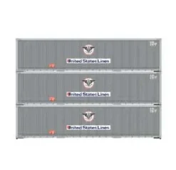 Athearn 63389 HO Scale 40' Smoooth Side Container United States Line USLU 3 Pack #1