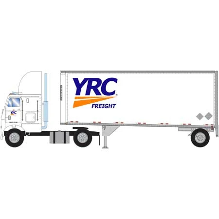 Athearn 91070 HO Scale 2 Axle Freightliner With 28' Trailer Yellow Roadway Corp YRC 1 Athearn 91070 HO Scale 2 Axle Freightliner With 28' Trailer Yellow Roadway Corp YRC