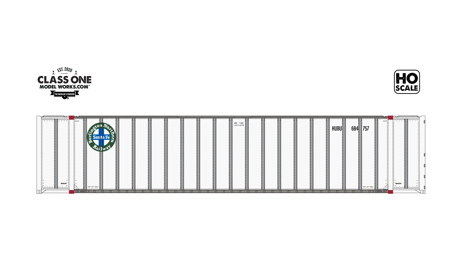 Class One Model Works HO Scale Hyundai 48' Container BNSF Hub Group HUBU 684757 / 685999 2-Pack #1 1 Class One Model Works HO Scale Hyundai 48' Container BNSF Hub Group HUBU 684757 / 685999 2-Pack #1