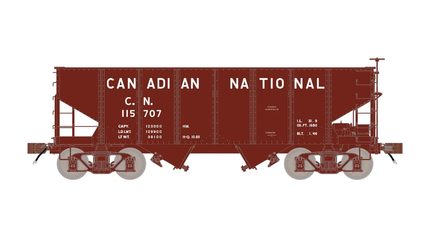 Fox Valley Models 15012 HO Scale USRA 55-Ton 2-Bay Open Hopper Canadian National CN 116544 2 Fox Valley Models 15012 HO Scale USRA 55-Ton 2-Bay Open Hopper Canadian National CN 116544 - Image 2