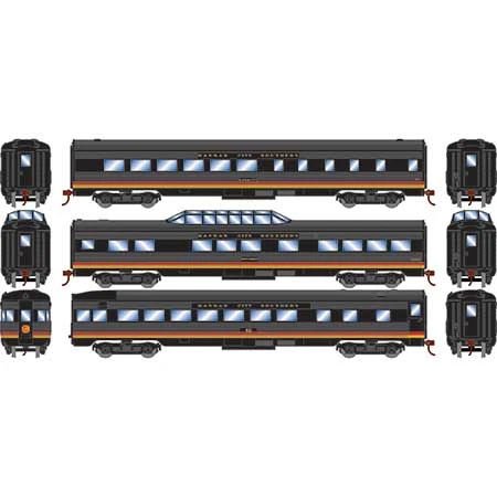 Roundhouse 79127 HO Scale Streamlined Passenger 3 Car Set Kansas City Southern 2 Roundhouse 79127 HO Scale Streamlined Passenger 3 Car Set Kansas City Southern - Image 2