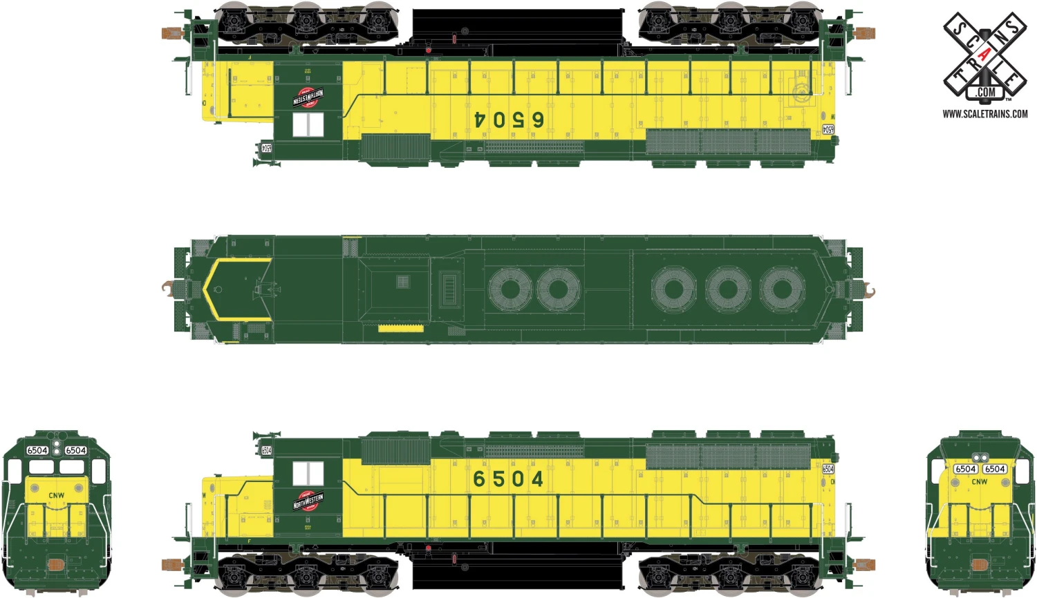 ScaleTrains Operator 11172 HO Scale EMD SD45 Chicago & NorthWestern CNW 6523 DCC Sound 2 ScaleTrains Operator 11172 HO Scale EMD SD45 Chicago & NorthWestern CNW 6523 DCC Sound - Image 2