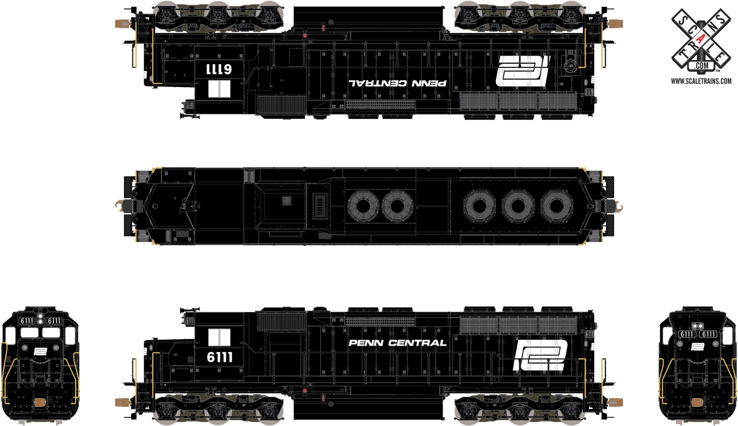 ScaleTrains Operator 11182 HO Scale EMD SD45 Penn Central PC 6137 DCC Sound 2 ScaleTrains Operator 11182 HO Scale EMD SD45 Penn Central PC 6137 DCC Sound - Image 2