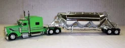 Trucks N Stuff SPEC019 Lime Green/Black 389 Peterbuilt With Chrome Pneumatic Bulk Trailer